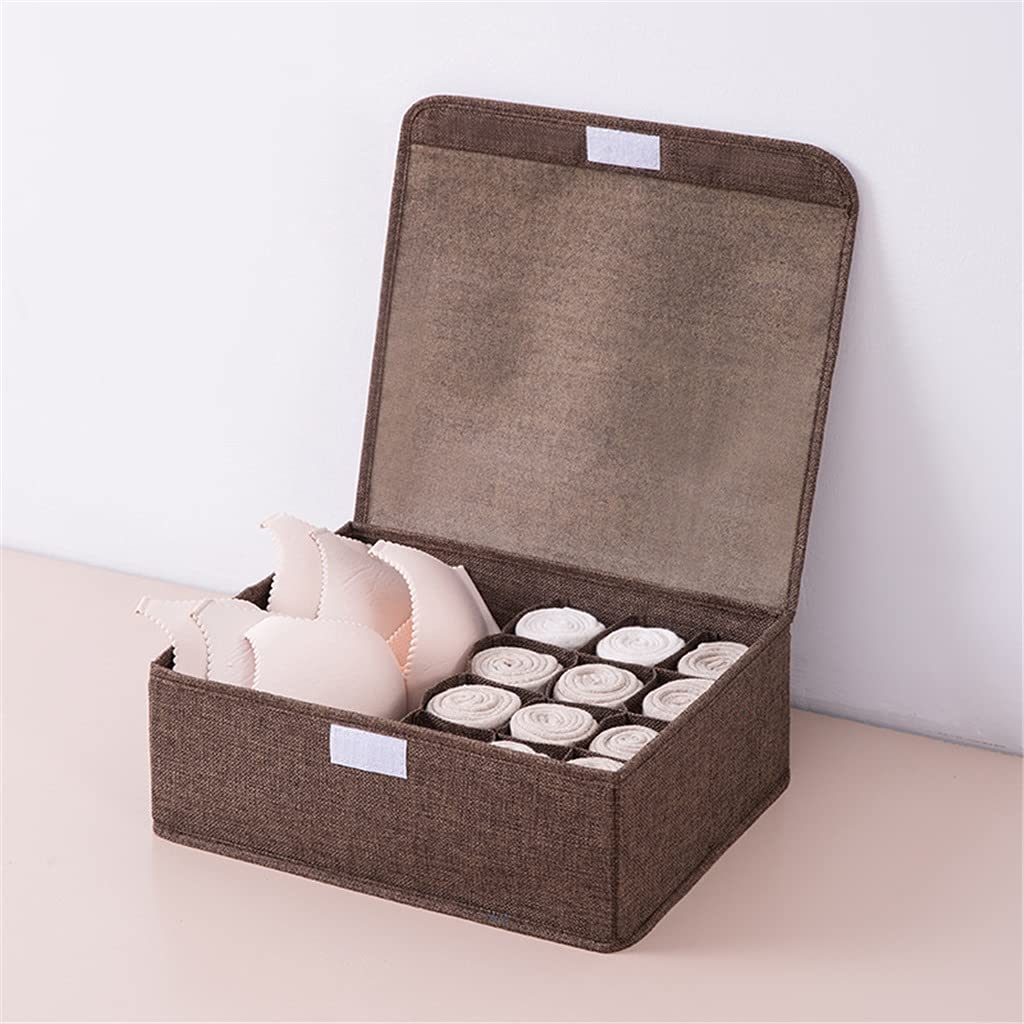 13 Griglie Biancheria Intima Cassetto Organizzatore Vestiti Organizzatore Scatola di immagazzinaggio Reggiseno Guanti Armadio Organizzatore Scatola portaoggetti con Coperchio (D 34 * 26 * 12 cm)