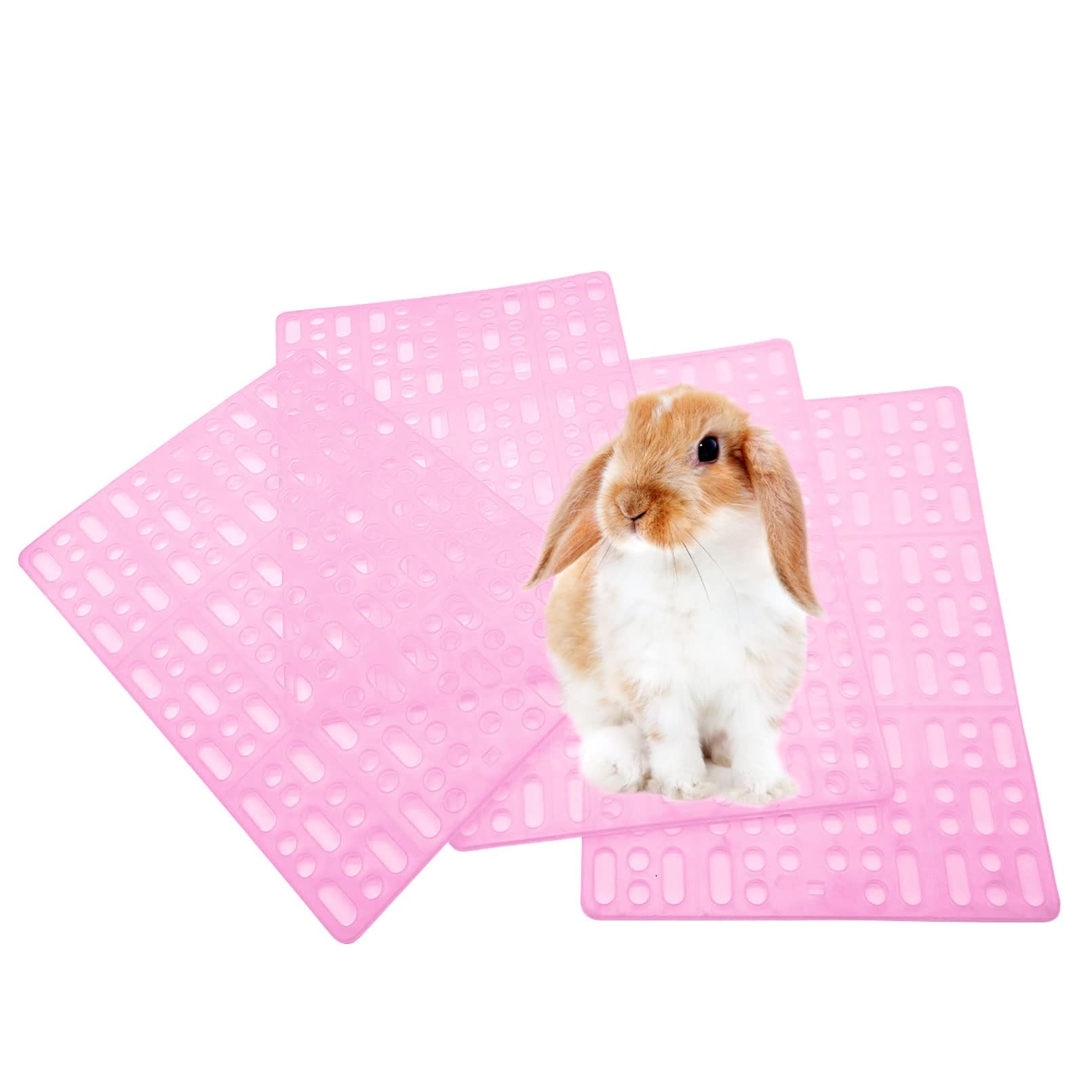 kathson 4 Pcs Rabbit Resting Mat,Rabbits Feet Pad,Plastic Bunny Cage Floor Mat, Small Animal Foot Mats for Hamster Chinchilla Guinea Pig Rat Cats Dogs