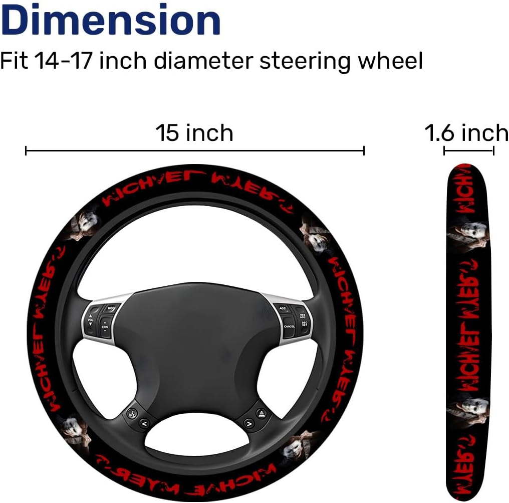 GENANY White Horror Mask Steering Wheel Cover for Car Interior Styling image 2