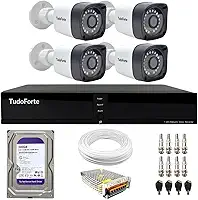 Kit CFTV 4 Câmeras Segurança Full HD DVR 4 Canais Com HD Completo