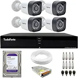 Kit CFTV 4 Câmeras Segurança Full HD DVR 4 Canais Com HD Completo