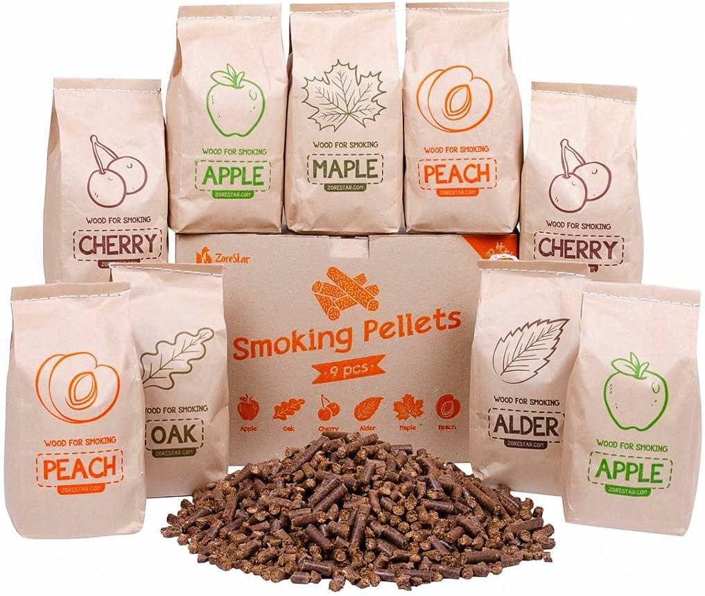 Smoker Wood Pellets Variety Pack of 9 pcs - Premium Cooking Pellet for All Type of Smokers, Electric or Gas Grills- About 12 lb : Patio, Lawn & Garden