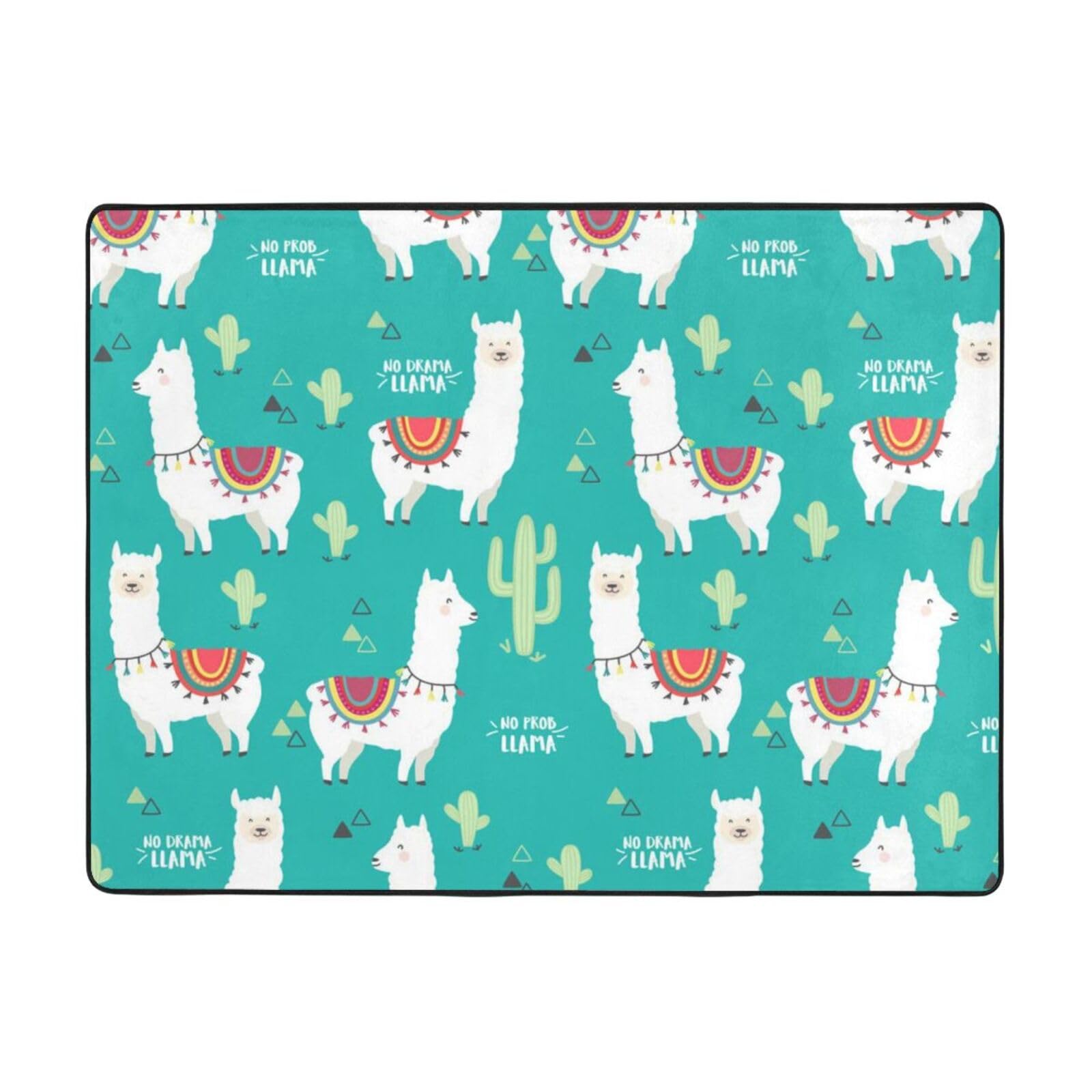 Tapis salon flanelle douce 160x121 cm antidérapant chambre enfant motif cactus