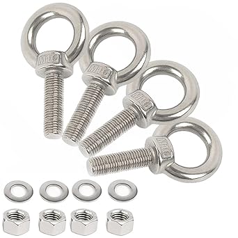 AIVOOF Stainless Steel Eye Bolts, 4 Pack M10 Shoulder Eye Bolt 1.2