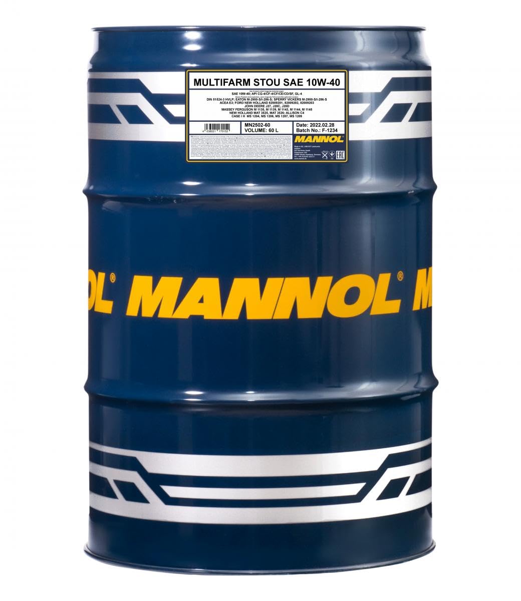 MANNOL Aceite de motor 10W-40 Multifarm Aceite mineral ACEA E3 API CE API CD API SF API GL-4 API CG-4 API CF-4 API CF STOU 60L Compatible con MERCEDES-BENZ Clase E Sedán W211 190 W201 W124 Sedán W124