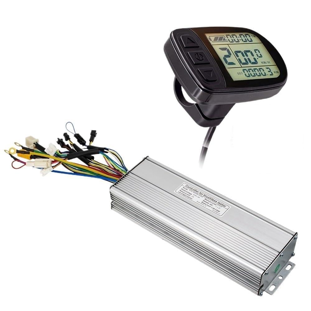 Regulador Patinete Electrico Controlador de Bicicleta eléctrica de 24 V, 36 V, 48 V, 500 W, 750 W, 1000 W, 1500 W y 350 W con Pantalla Controlador del Motor(1500W LCD5)