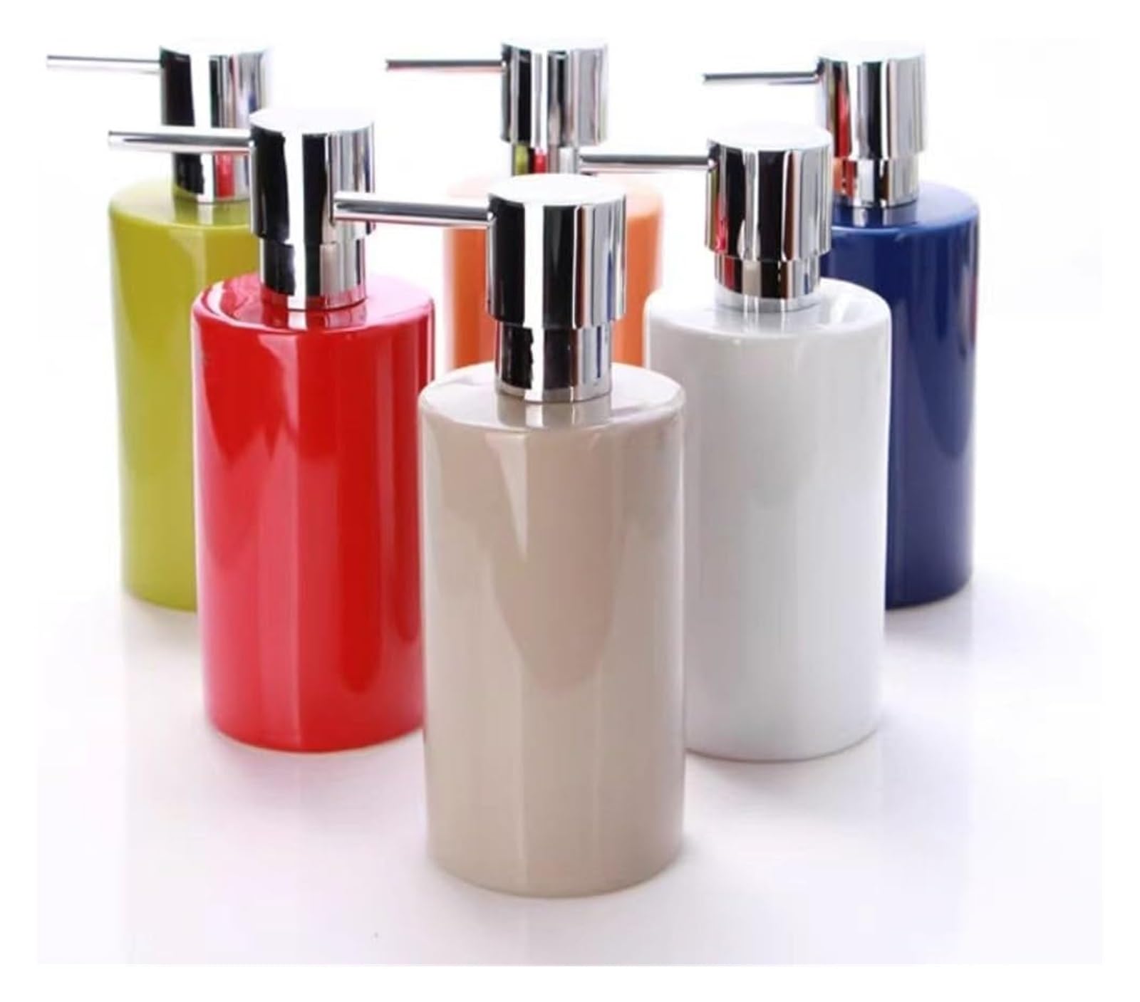 Dispensador de jabón cerámico para encimera de baño, Recargable, para loción, champú, Gel de Ducha y desinfectante de Manos (Rojo).