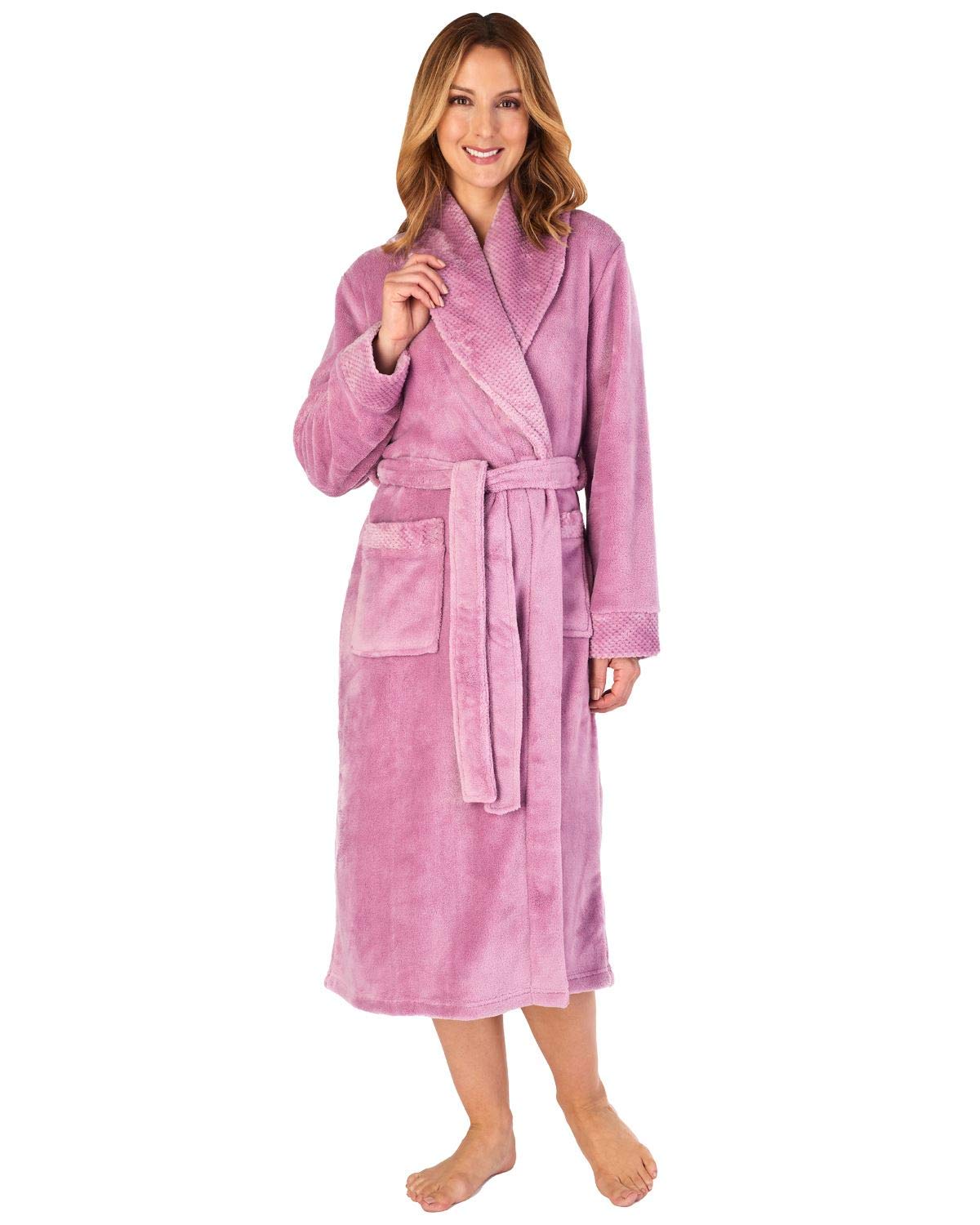 Slenderella Womens Shawl Collar Wrap Coral Fleece Dressing Gown Waffle Detail Robe XL (Heather)
