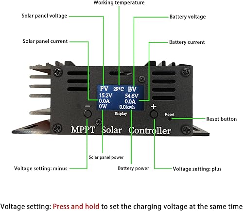 Miniatura 3 de Boost MPPT Controlador de carga solar 12A 24V36V48V60V72V Plomo-ácido LiFePO4 Gel Inundado Baterías etc en Carrito de Golf Bicicleta Eléctrica Ebike
