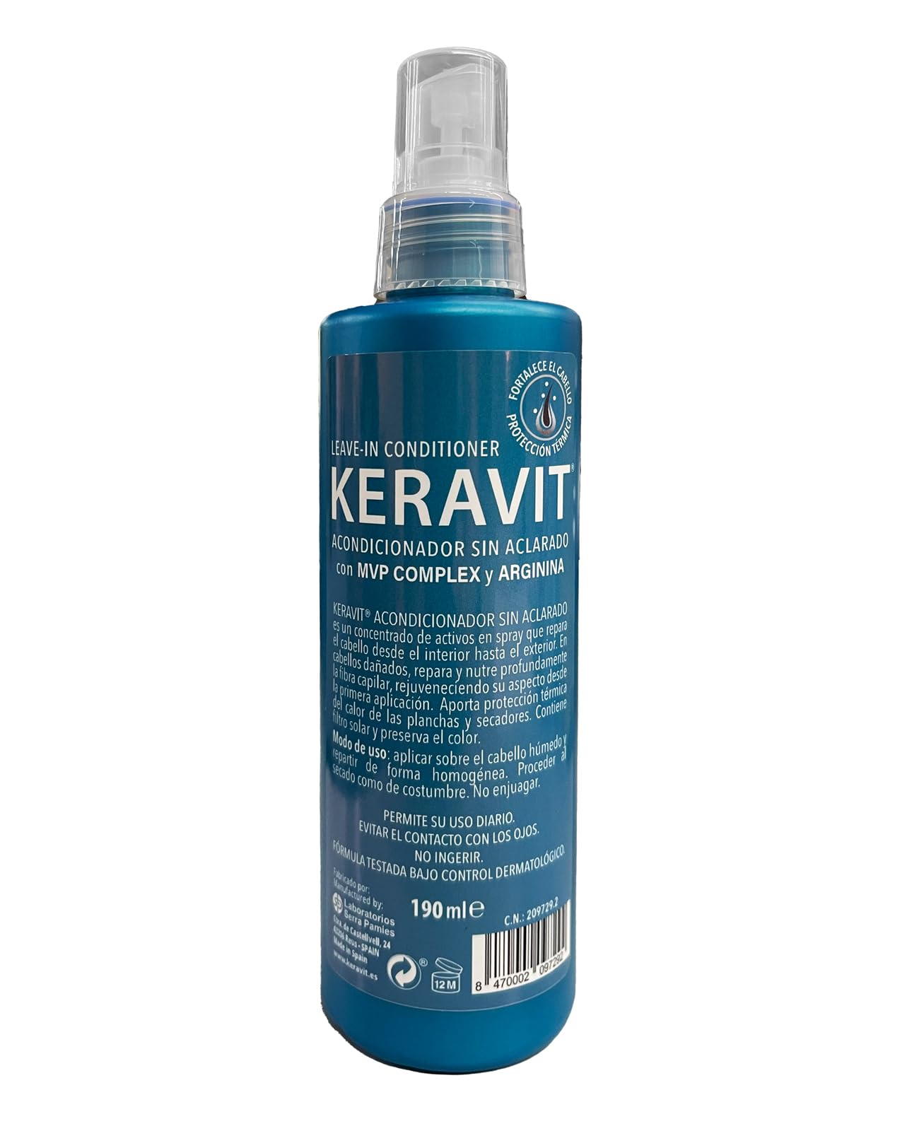 KERAVIT Leave-in Conditioner 190 ml with MVP Complex and Arginine. Preserves the colour