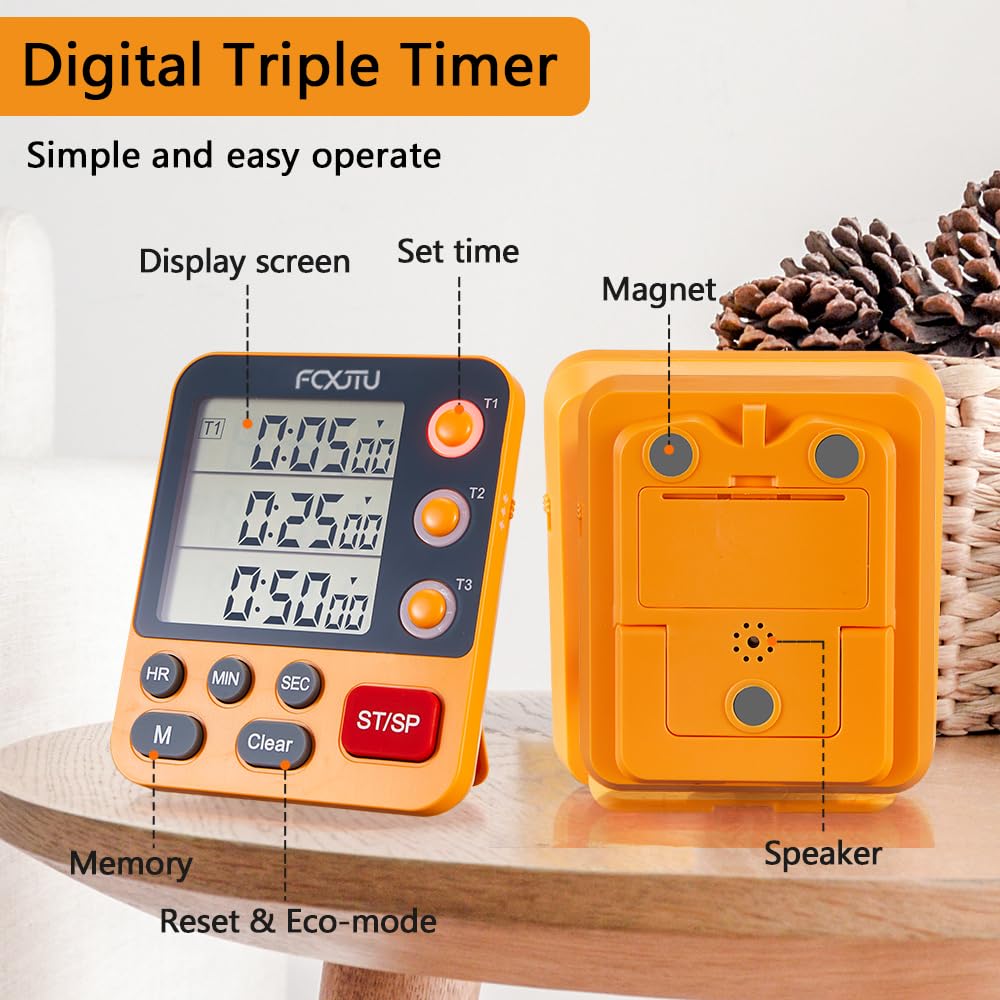 Snapklik.com : FCXJTU Digital Dual Triple Kitchen Timer, 3-Channel ...
