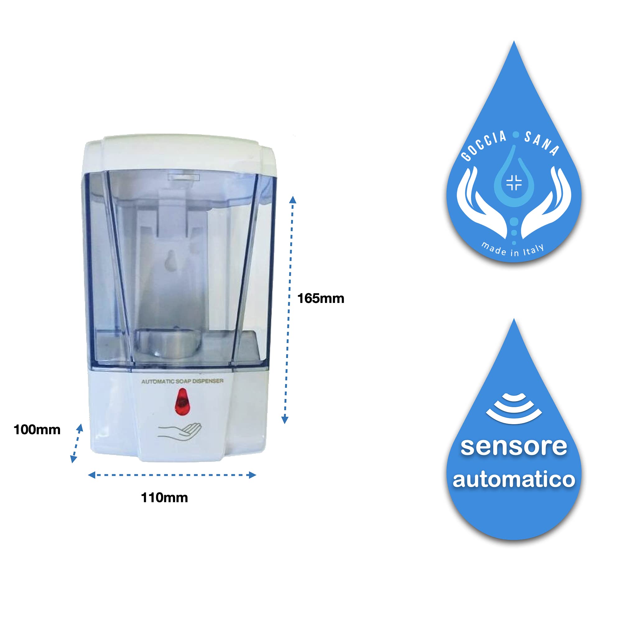 Dispensador automático Gocciasana | dosificador automatico gel hidroalcoholico | soporte gel hidroalcoholico