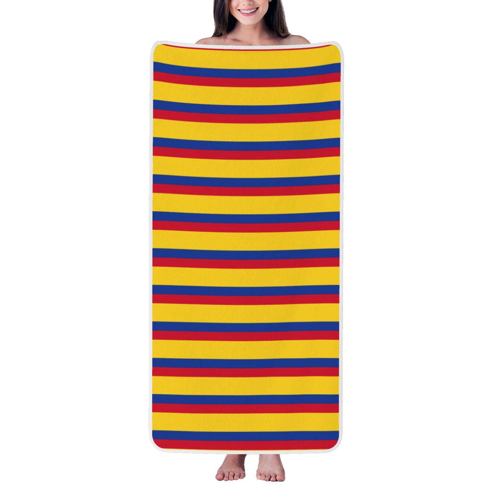 pojknbv Flag Of Colombia Print Comfortable Coral Velvet Bath Towel Home Bathroom Hotel Spa Beach Travel Holidays