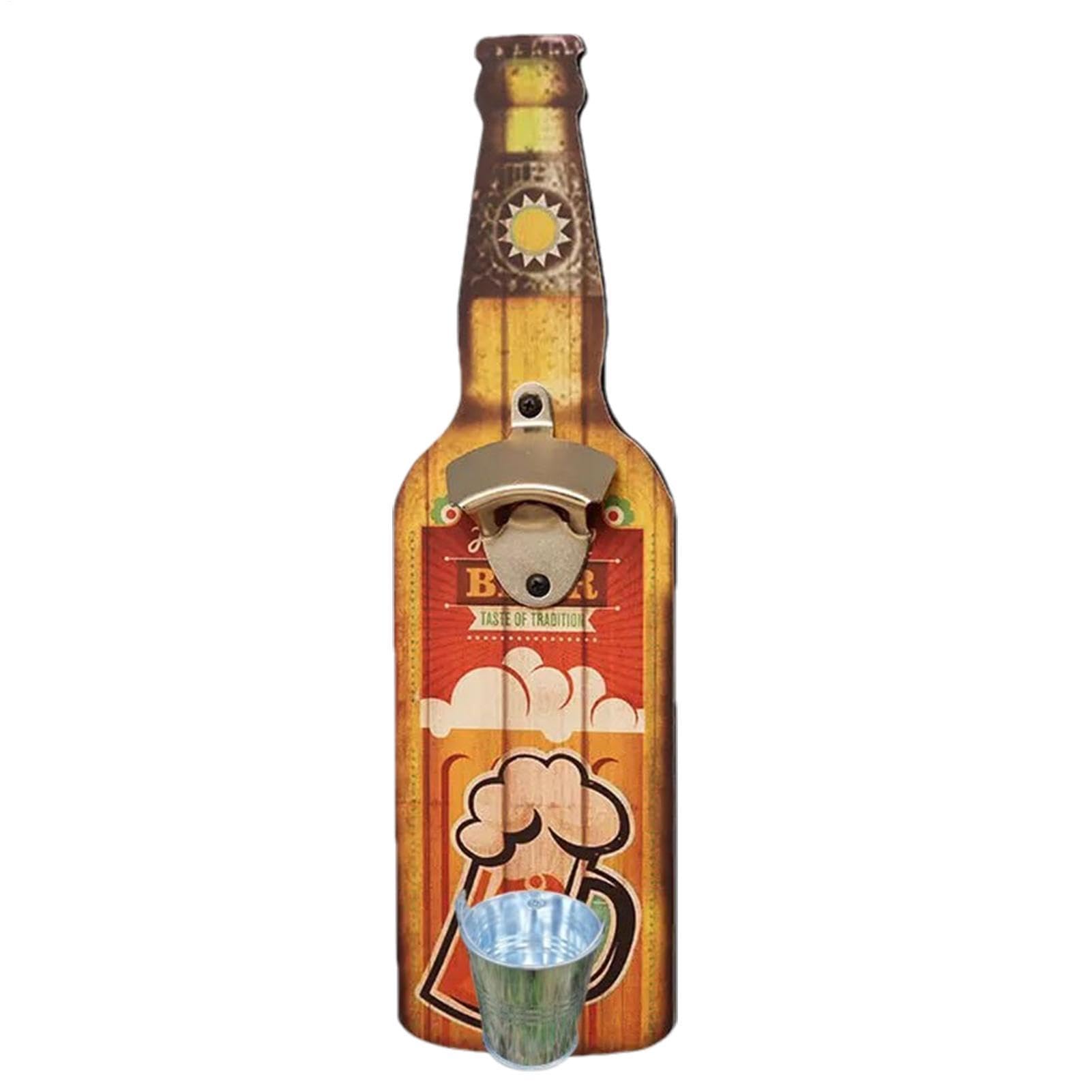 Décapsuleur mural en bois avec attrape-capsule intégré pour bar et cuisine
