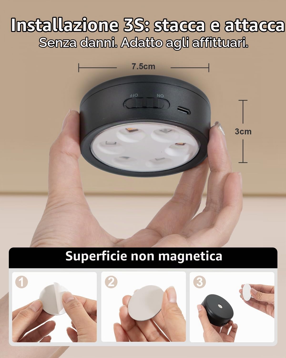 2400mAh Faretto Ricaricabile Telecomando, Luce Vetrina RGB Senza Fili | Ricaricabili, Dimmerabile, Timer, Colorata, Magnetica Luci LED Armadio Senza Fili a Batteria per Sottopensile Cucina, Mensola