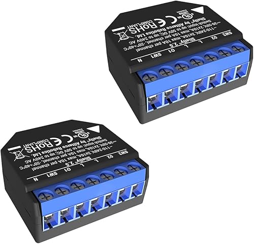 Shelly Interruptor de relé 2.5, automatización inteligente WiFi para el hogar, compatible con Alexa y Google Home, iOS Android, no requiere