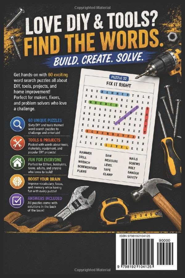 DIY and Tools Wordsearch: A Fun Collection of 60 DIY, Home Improvement & Tool-Themed Word Search Puzzles for Adults and Teens image 3