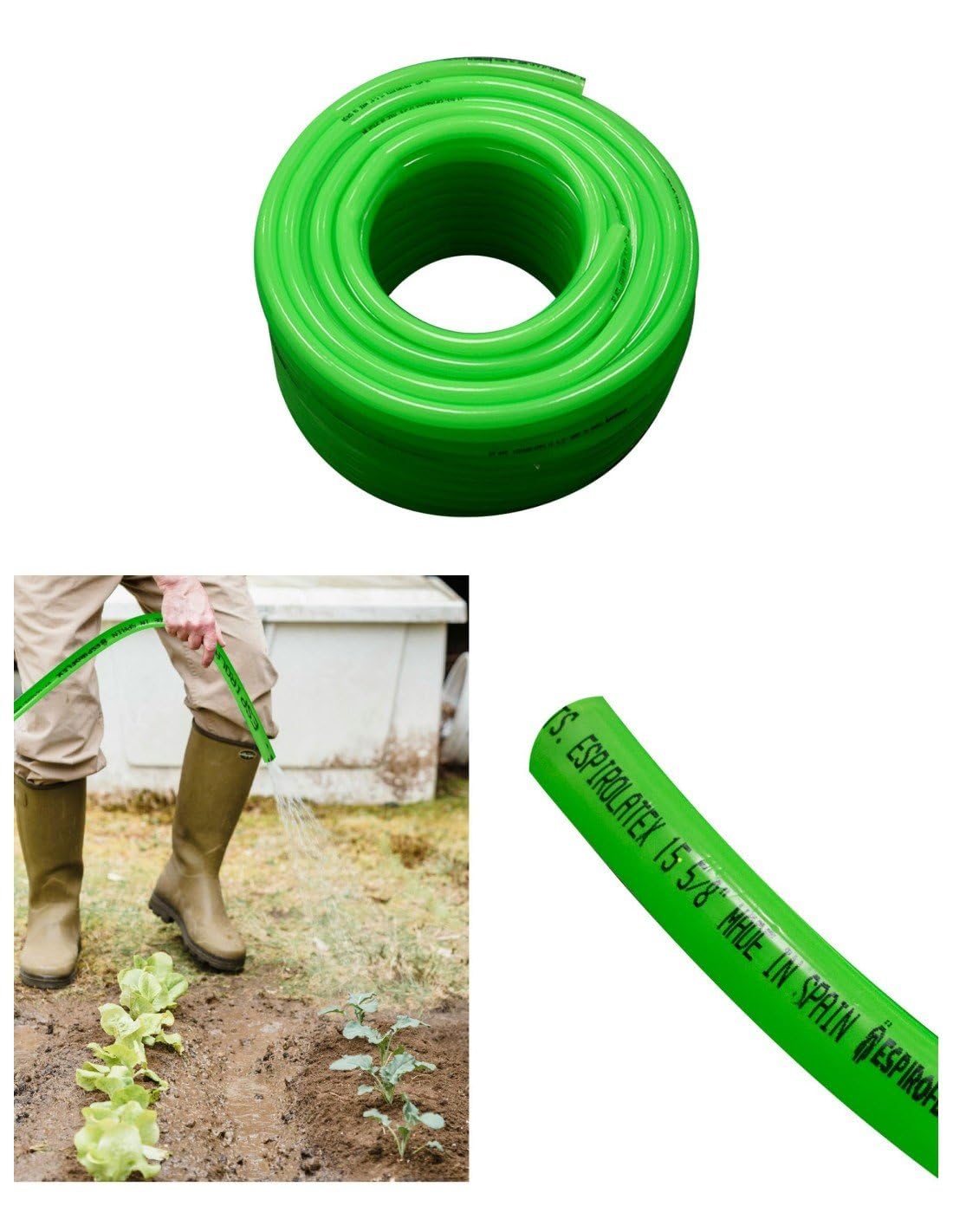 Jardin202 - Manguera Espirolatex Profesional: Ideal para Jardinería y Agricultura, Resistente y Flexible | 15 X 5/8 (50 Metros) -