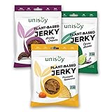 Unisoy Plant Based Jerky - High Protein Plant Based Vegan Jerky Snacks - Sustainable, Non-GMO, Low Sodium Vegan Food with a Bold Jerky Taste - Pineapple Haberno, Carne Asada & Smoky Chipotle (3-Pack)