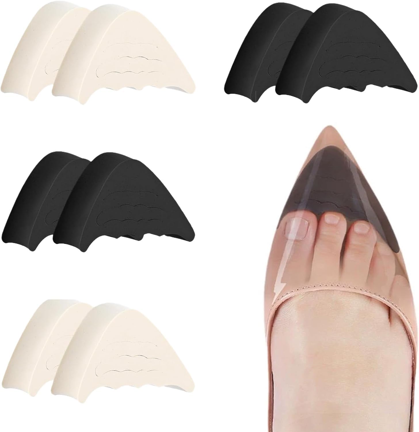 Shoe Filler Inserts for Too Big Shoes - 4Pairs Soft Sponge Adjustable Shoe Filler - Half Size Cushion Insoles - Toe Shoe Insert Sponge Pads for Women Men Pumps Flats Sneakers-image-16