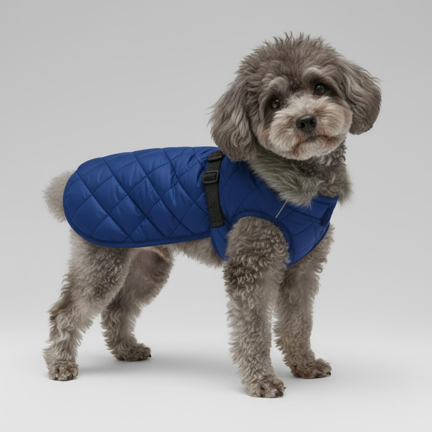 Chaqueta de invierno para perros medianos y pequeños, abrigo impermeable con cuello de piel, ropa de perro con forro polar reflectante con correa elástica, trajes para mascotas para clima frío