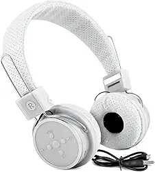 Fone de Ouvido Bluetooth Over-Ear, Dobrável, Rádio FM, Cartão Micro SD, 8h de Autonomia, Branco