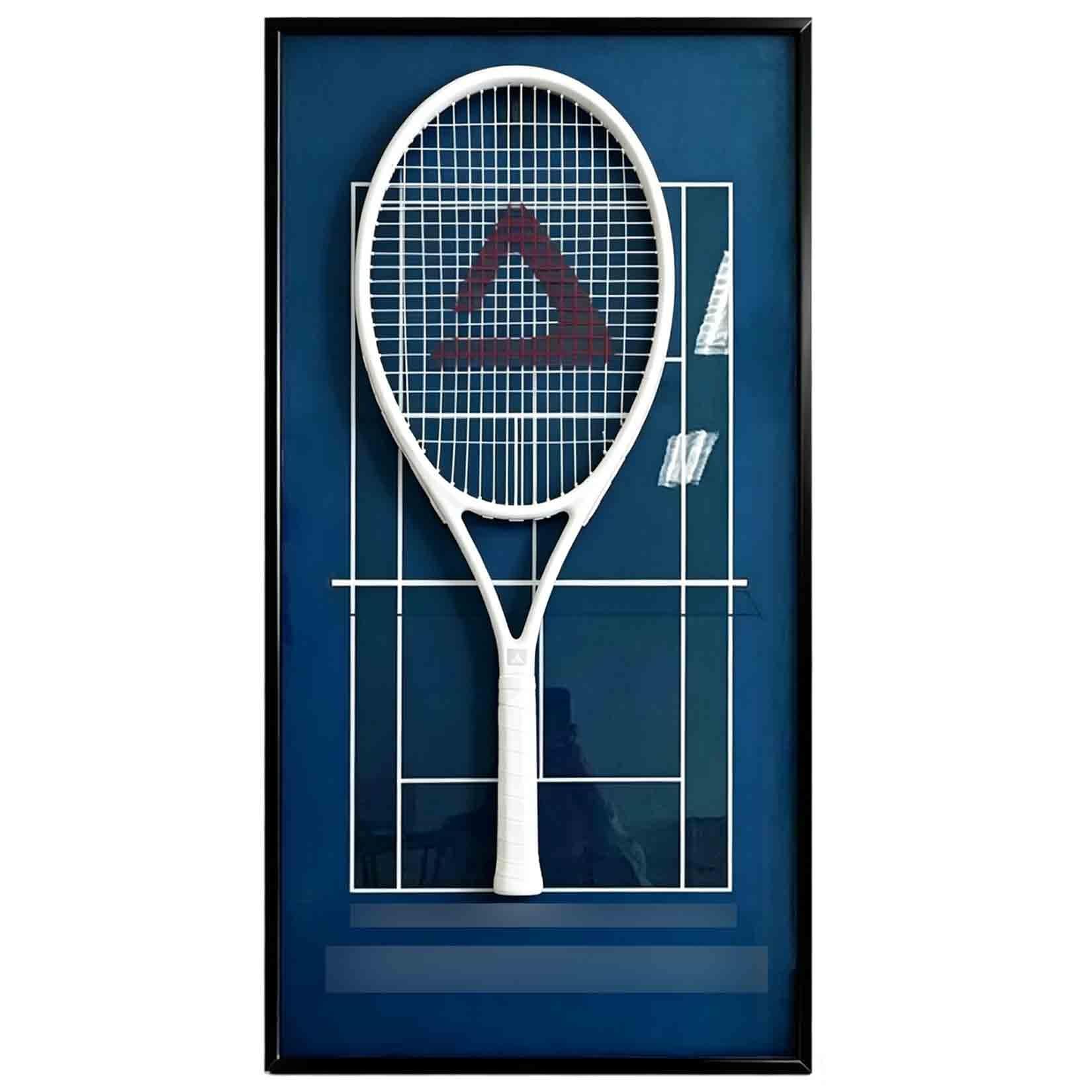 Cornice per Racchetta da Tennis - cornice espositiva con retro in lino per Casa, Soggiorno, Camera da Letto per esposizione di attrezzi sportivi (40 x 80 cm)(B)