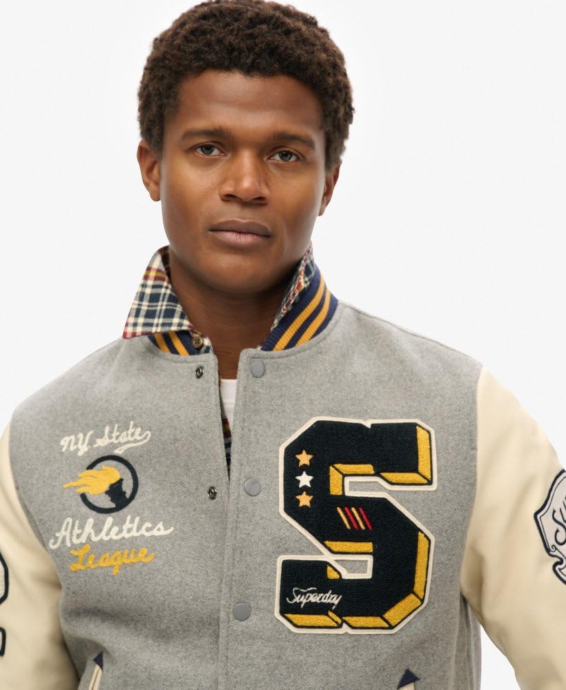 Superdry Herren College Patched Bomberjacke lockere Passform