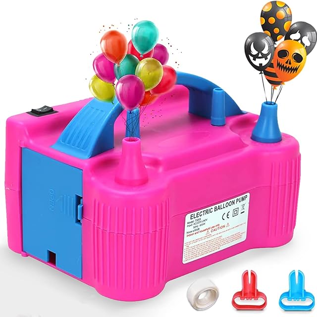 HOBUBU Electric Balloon Pump, Balloon Pump Air Blower Dual Nozzle 220V-240V 600 Watt Balloon Inflator, Fast and Easy Balloons Filling for Event Party,Wedding, Birthday Decoration with Accessories