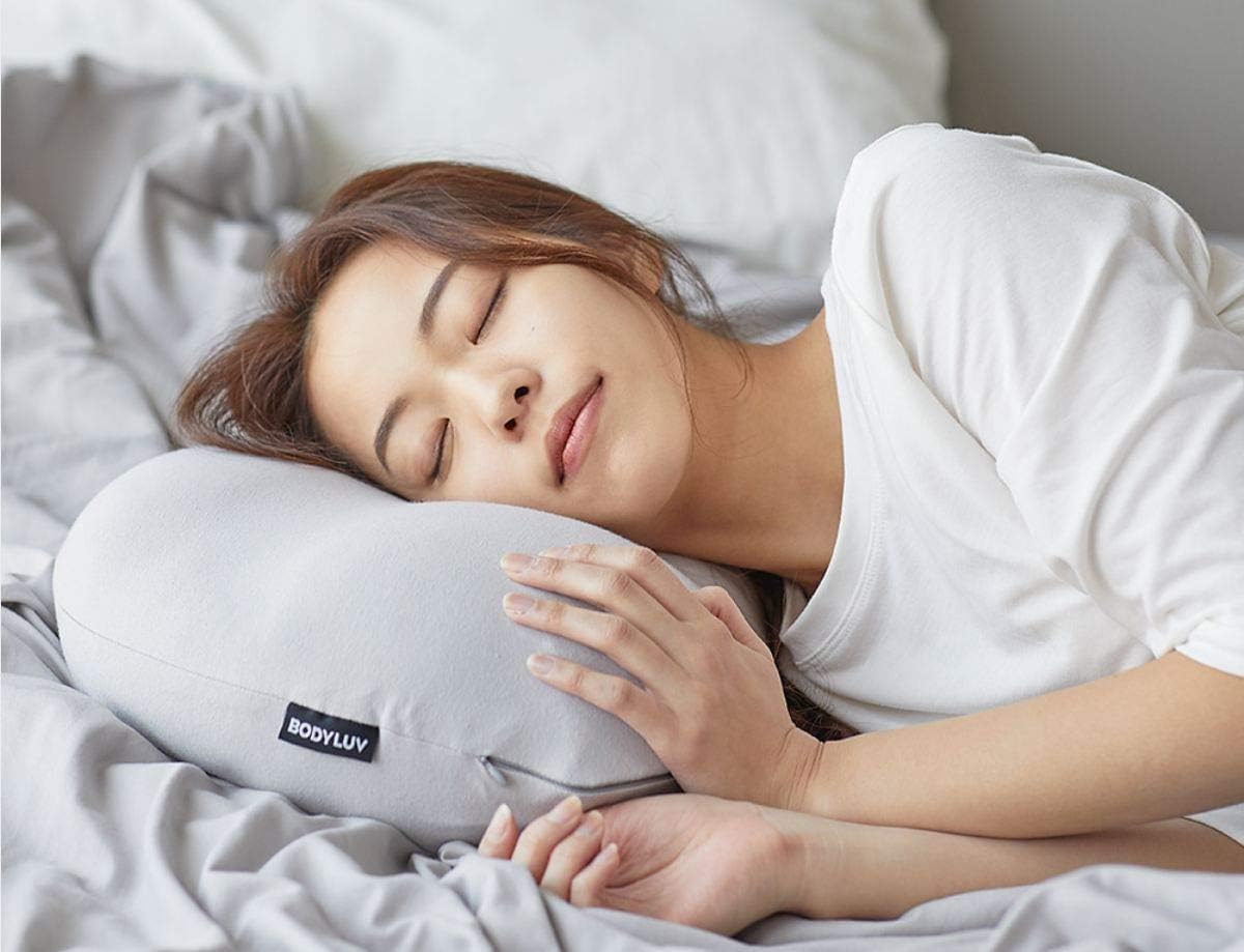 BODYLUV Premium Bed Pillow, Super Soft Comfortable, Relief for Neck & Shoulder Pain, Back Support, Machine Easy Washable, Sleeping with Micro Airballs, 21.6 Inches x 12.9 Inches - Cool Grey