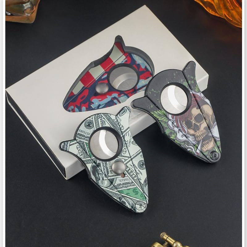 Cigar Cutter Stainless Steel Double Edged Bat Shaped Clipper Slicer Portable Metal Smoking Accessories Tool(B)