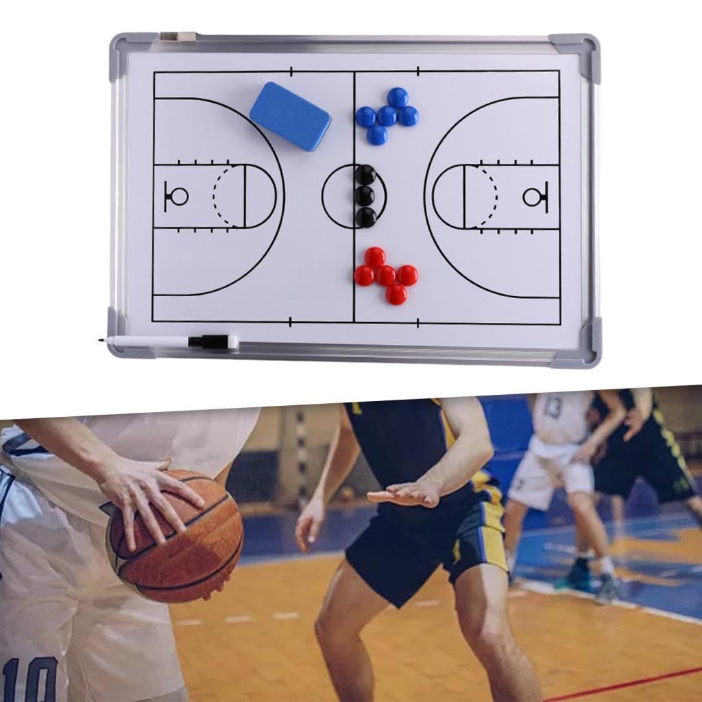 Lavagna Allenatore Basket Portatile con Pennarello E Pedine Struttura Robusta in Alluminio Impermeabile Superficie Cancellabile Adatta per Dirigenti