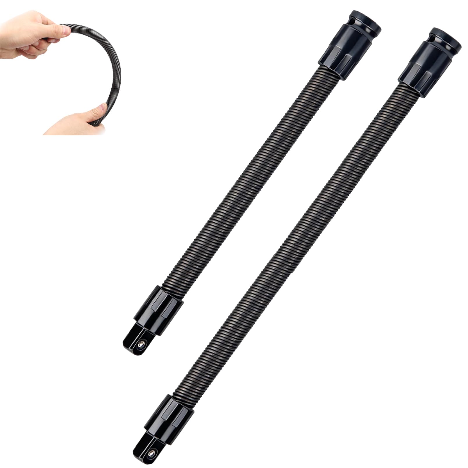 1/2 Flexible Shaft Extension Extender Torque Socket, 360° Ratchet Spanners Electric Wrench Connecting Rod, Flexible Extension with Spring Steel Shaft, for Tight Spaces (Mix)
