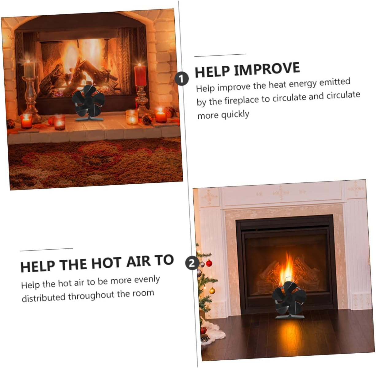 ABOOFAN Mini 5-blade Heat Powered Stove Fan, Silent Black Thermal Fireplace Air Fan for Residential Wood Stove Heating