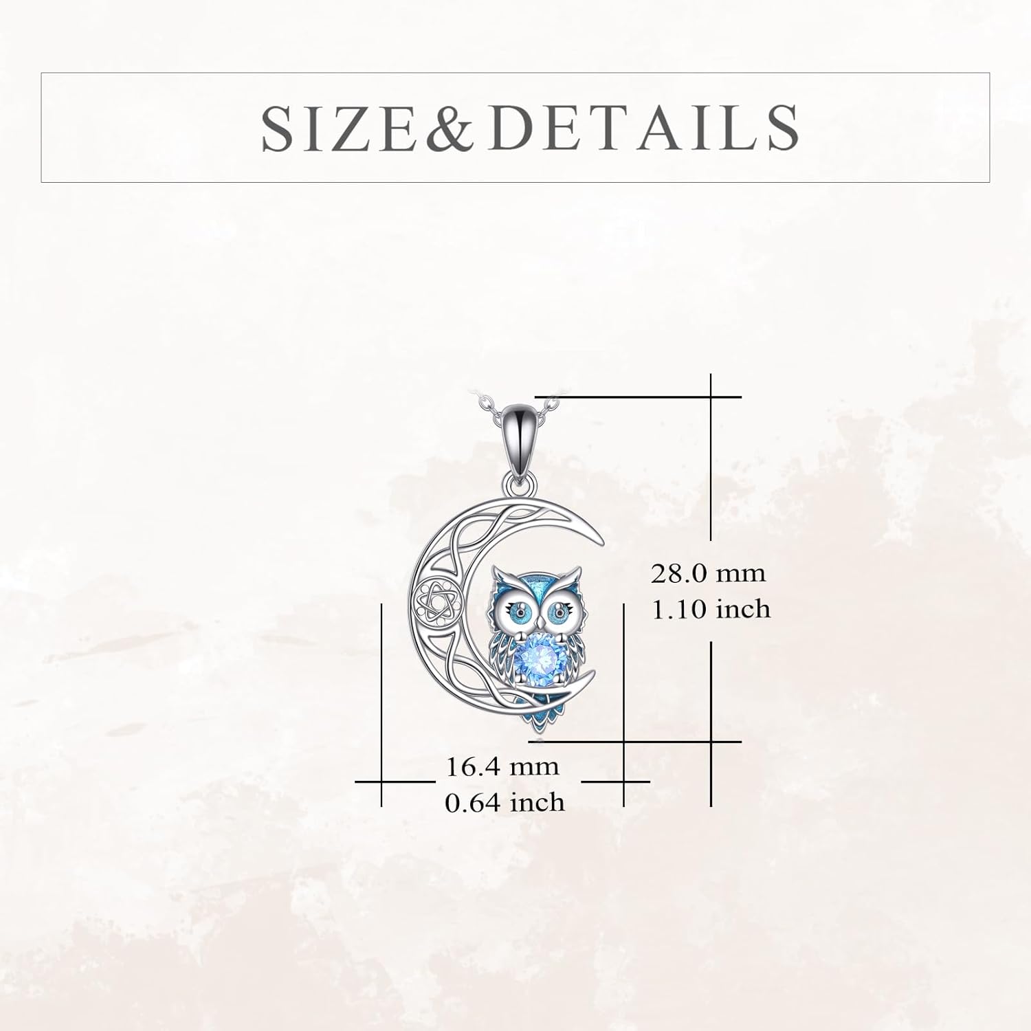 Owl Birthstone Necklace Sterling Silver Celtic Moon Pendant Cubic Zirconia Owls Jewelry Birthday Gifts for Women Men - Image 5