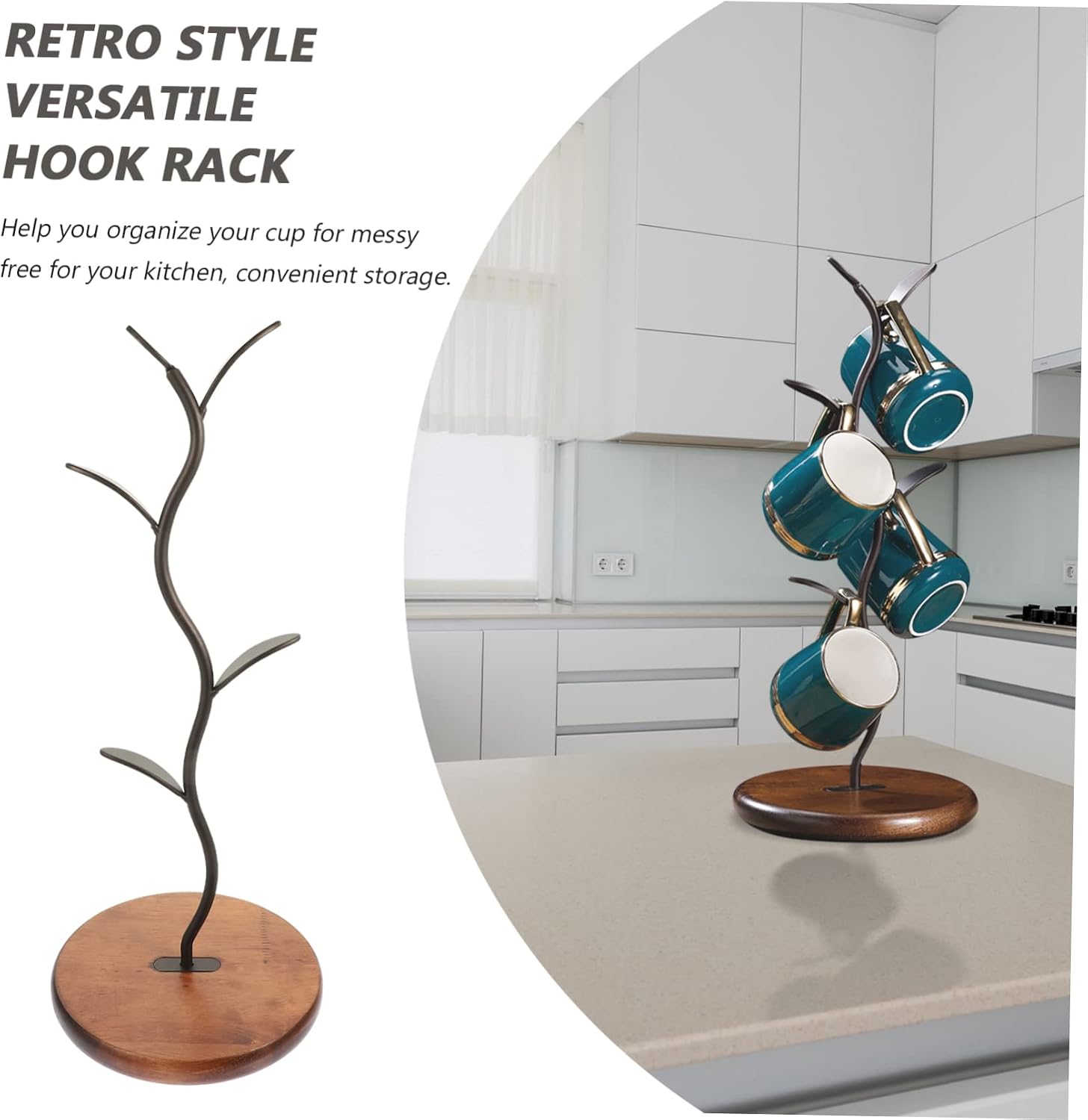 Vintage Rustic Coffee Mug Holder Space-Saving Draining Stand for Coffee Mugs Elegant Cup Rack for Home and Kitchen Decor Sturdy and Easy to Clean