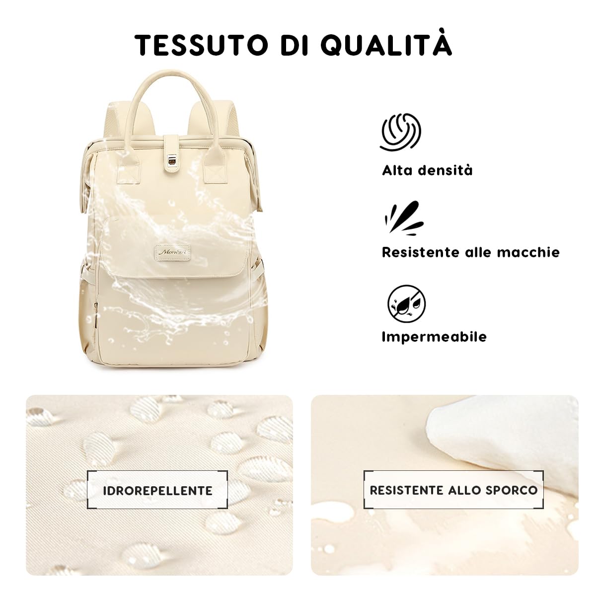 SONARIN Multifunzionale Premium Zaino Fasciatoio,Portatile Impermeabile Borsa per Pannolini Zaino Mamma Neonato Borsa Fasciatoio da Viaggio con Ganci per Passeggino(Beige)