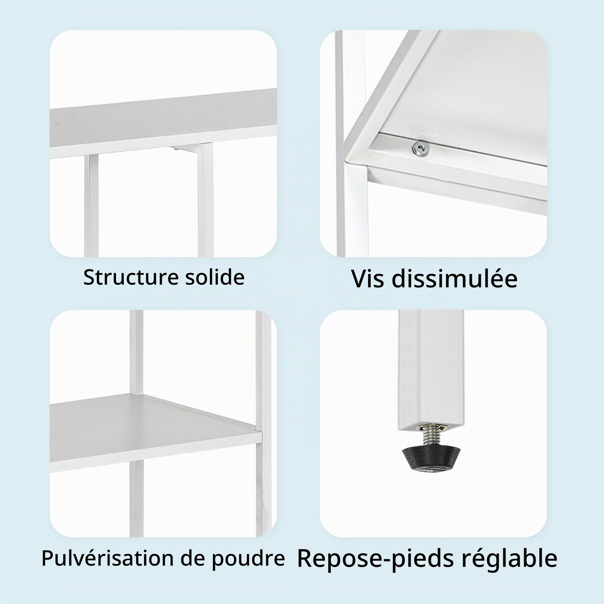 HDANI Table Console en Métal 80cm avec 3 étagères de Rangement,Petite Table de canapé,Table Console étroite,Style Moderne,Adaptée à l'entrée de la Table du Salon,Chambre à Coucher,Blanc