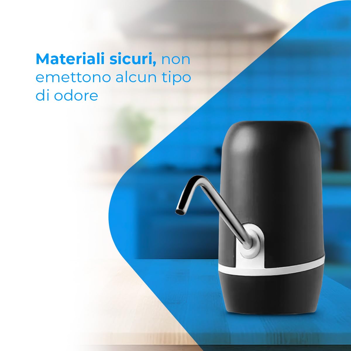 NK Dispenser di acqua – Dispenser automatico, ricarica USB, dosatore in acciaio, senza BPA, Acqua Fredda, 1200 mAh, 1,5 l, 5,7 l, 10 l, 11,3 l, 15 l, 18,9 l, (Colore Nero)