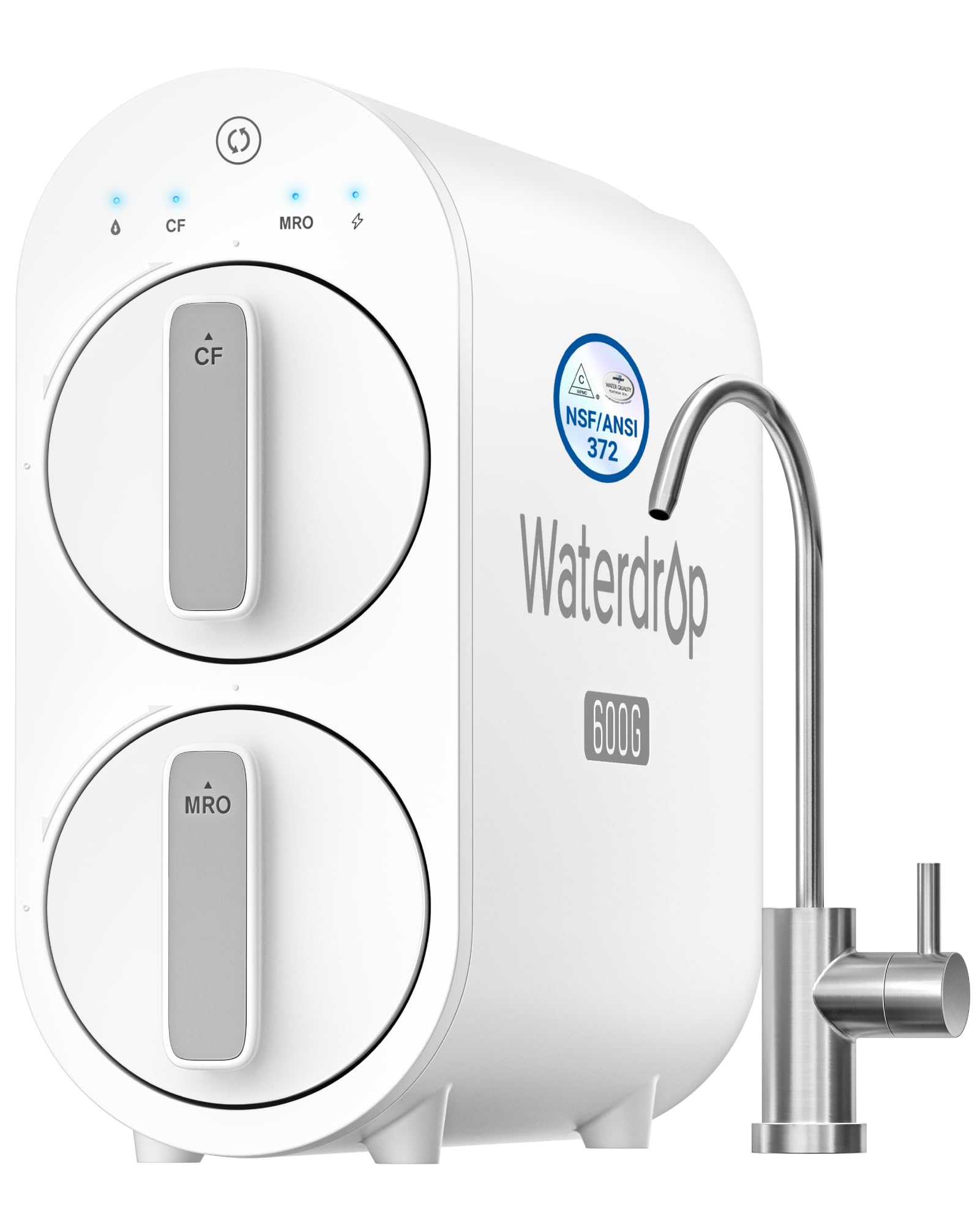 Waterdrop G2P600 Reverse Osmosis System, 600 GPD Tankless RO Water Filter System, Under Sink RO System, 7 Stage Filtration, 2:1 Pure to Drain, Reduce TDS, FCC Listed, USA Tech