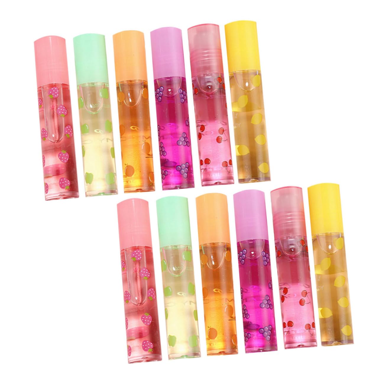 Brillo Labial Hidratante Transparente de Frutas 12 Piezas | Plástico Líquido, Diseño Delicado y Adorable, Obsequio de Invierno para Amigas y Familia