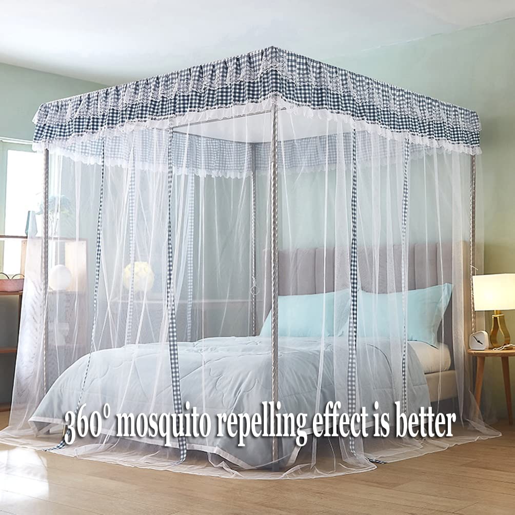 Cuna de la Cama de la Cama de Verano Mosquito Juego de Soporte de Soporte de la Red, Cortina de la Cama de Encaje romántica Alta de 2.1M, Regalo de cumpleaños para niña para Adultos (Tamaño: