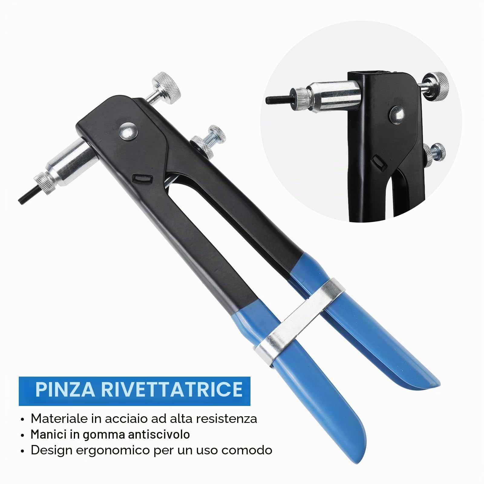 FreeTec 436Pz Rivettatrice per Inserti Filettati, M3 M4 M5 M6 M8 Kit Rivettatrice Manuale Dadi Filettati, Pinza Pistola Rivetti Filettati con Mandrini per Riparazione Mobili Rimorchio Auto Telaio Tubi