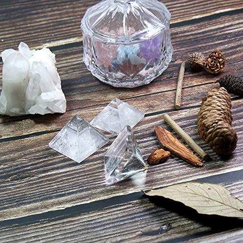 Image of Runyangshi Natural Clear Quartz Crystal Pyramid Energy Generator | 1.6x1.6in (4x4cm) Healing Crystal Pyramid for Protection & Positive Energy | Natural Quartz for Chakra Reiki Home Decor