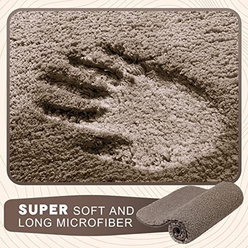 Hotbalzer Bathroom Rugs Extra Thick, Non-Slip Bath Rugs For Bathroom, Soft Microfiber Absorbent Bath Mat, Bathmats Washable For Living Room Bedroom Floor, Shower, Tub 16" X 24" Taupe #TOP1
