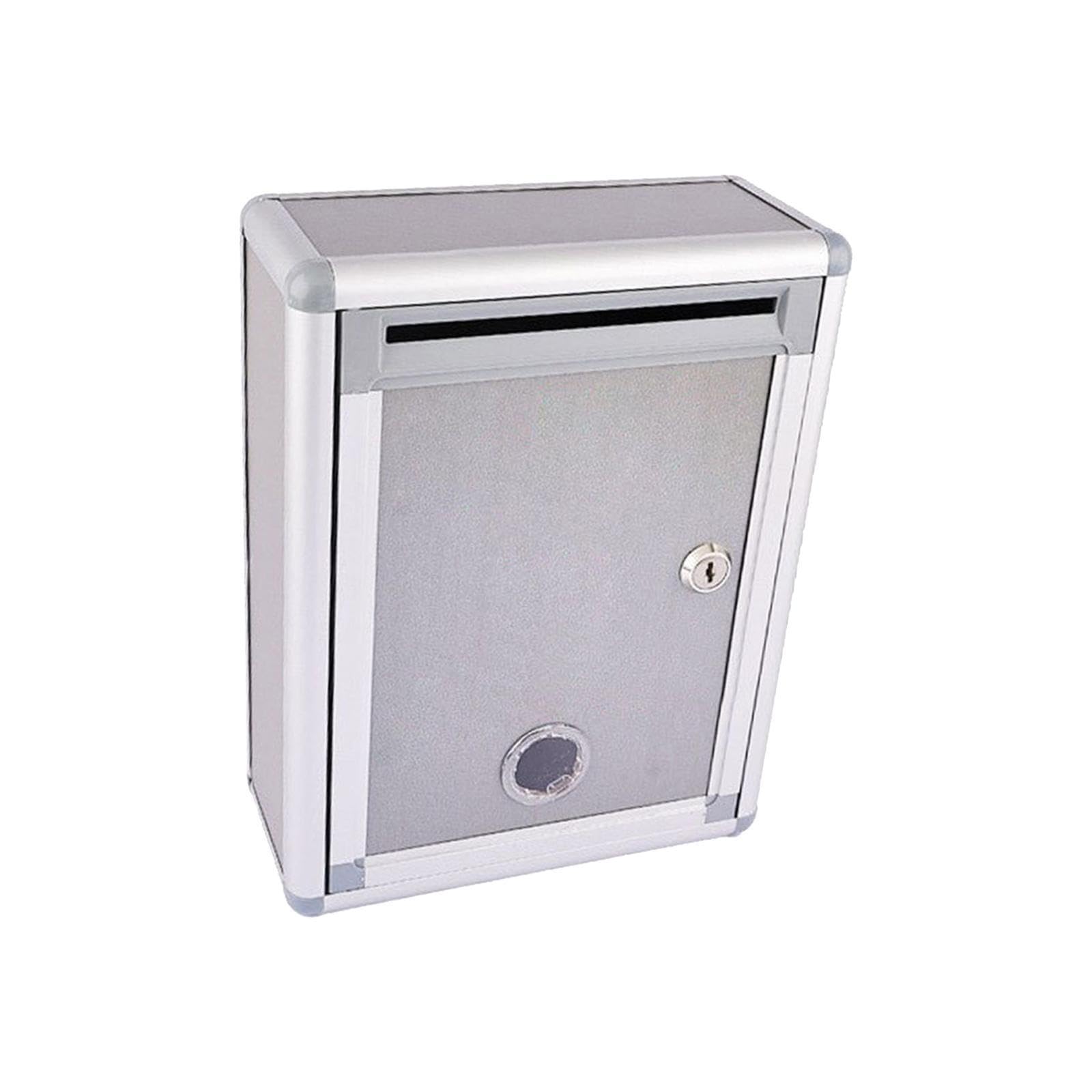 TWISAXC Mailbox Wall Mounted Drop Box With Key Lock Tool For Collection Of Comments Donations And Keys Checkout Key Lock Mailbox Outdoor Metal Post Box Organizer, Front Slot, 21x9.5x28cm