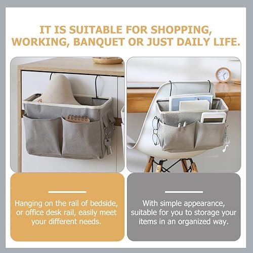 Miniatura 7 de LIFKOME Bolsa de almacenamiento colgante de lona para mesita de noche, cesta de almacenamiento de tela, organizador de ropa de bebé, apilador de