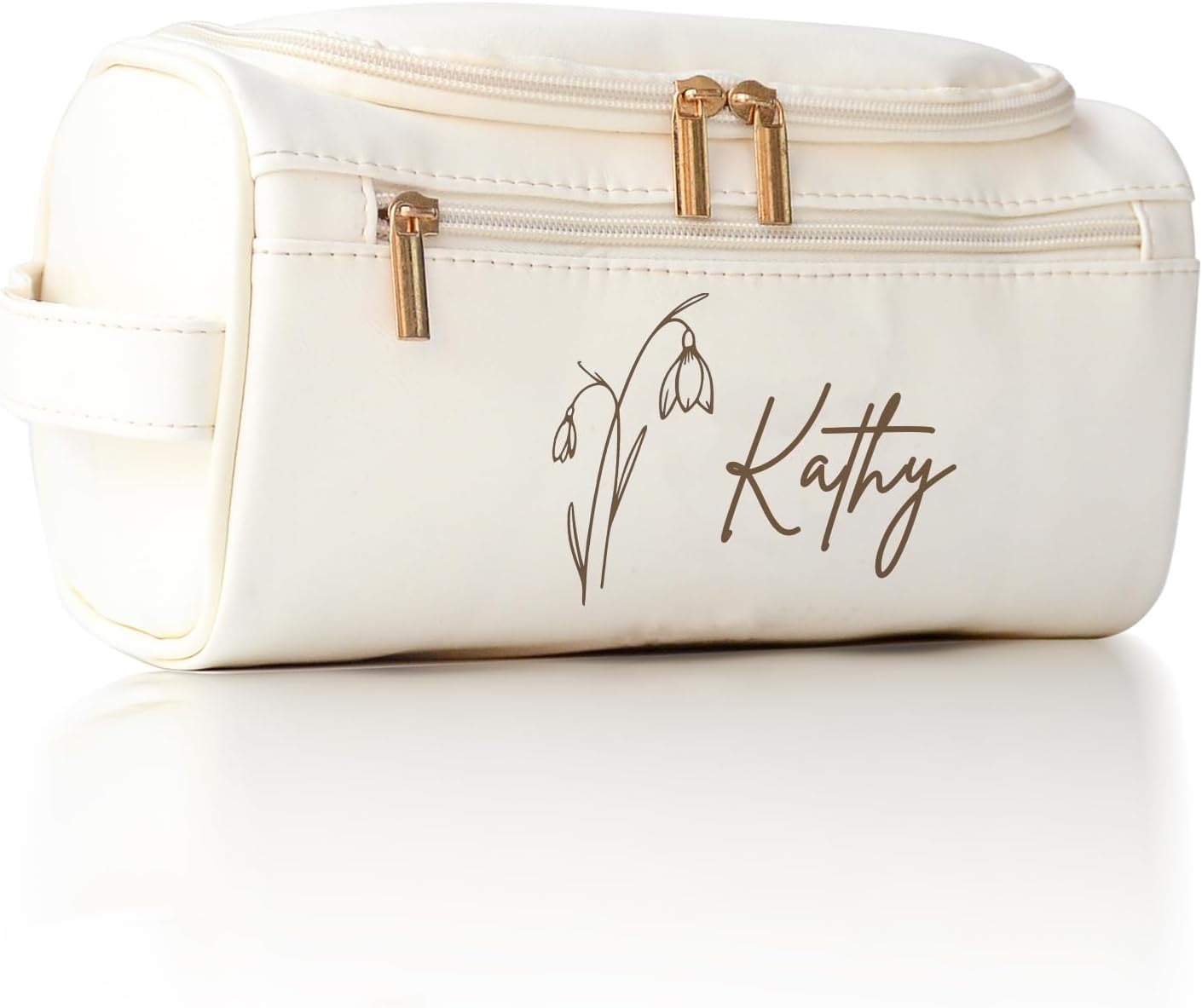 Handcrafted Personalized Travel Makeup Bag, Monogrammed Cosmetic Bags for Women, Customized Name Initial Toiletry Bag Make up Organizer, Handmade Gift for Mom, Wife, Bridesm, Mother's Day, Bride