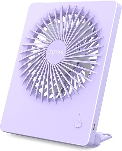 Zuvas Ventilador de escritorio con pilas recargable de inclinación de 180  plegable personal ultra silencioso pequeño ventilador portátil morado
