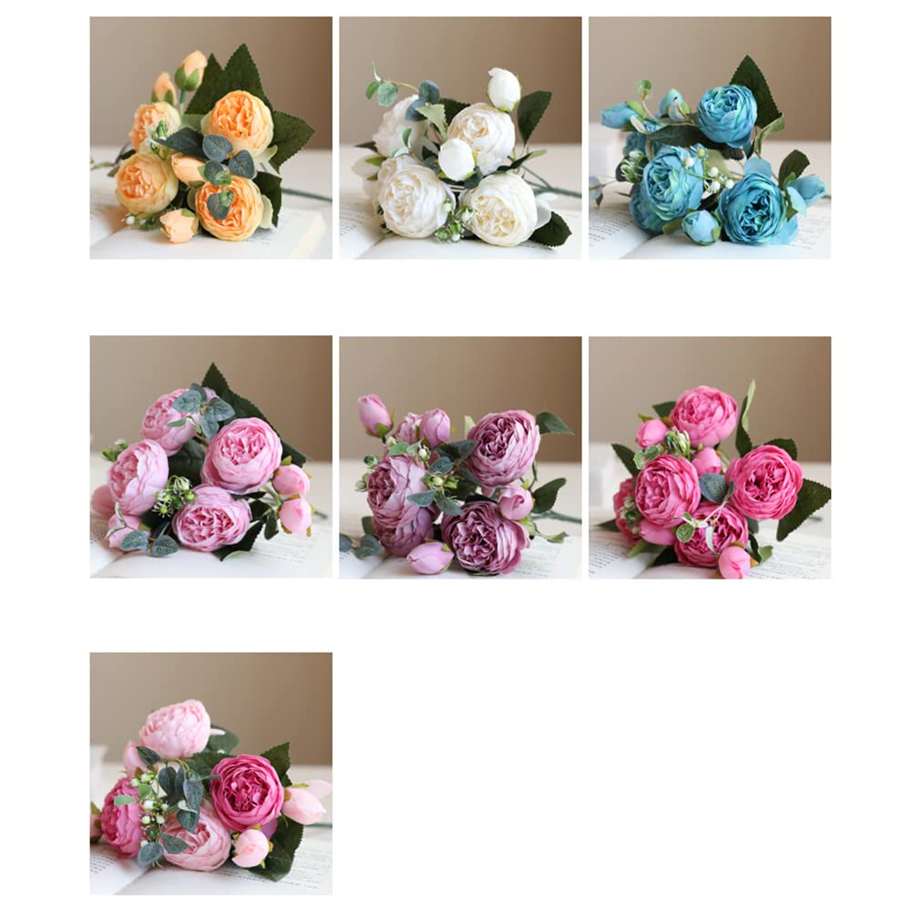 XONOR 4 mazzi di Fiori Artificiali di peonia di Seta Fiori Finti